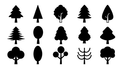 Big set of  trees silhouette collection