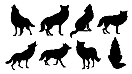 Set of wolf silhouette design big pack of illustration