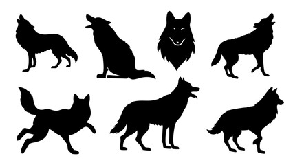 Set of wolf silhouette design big pack of illustration