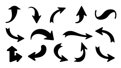 Set of black silhouette arrows