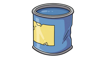 Blue can with yellow label