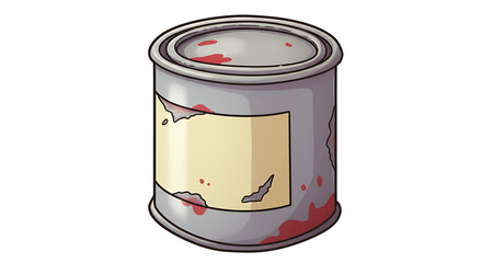 Paint can with red splatter