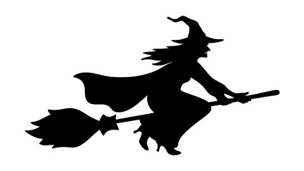 Fototapeta premium Halloween witch silhouette vector on tranparent background