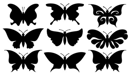 Set of butterfly silhouette design vector art illustration