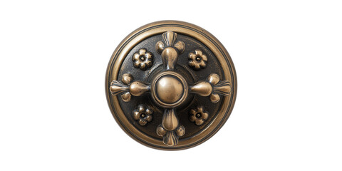 Obraz premium Ornate Antique Brass Door Knob With Floral Design. Vintage Home Decor Element Isolated On Transparent Background