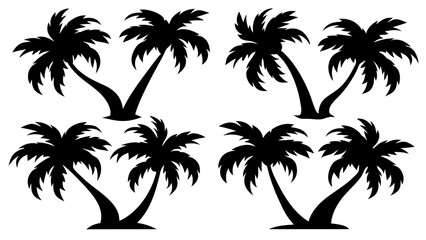 Fototapeta premium Set of plam tree silhouette