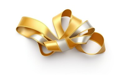Elegant Gold and White Ribbon on White Background

