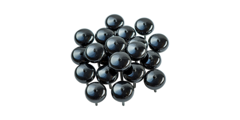 Black Upholstery Tacks. Decorative Furniture Fasteners For Crafting And Design Isolated On Transparent Background