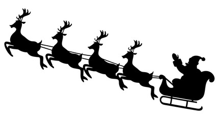 Santa with reindeer silhouette