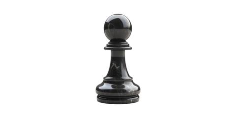 Black Marble Chess Pawn Piece. Symbol Of Strategy And Intelligence Isolated On Transparent Background