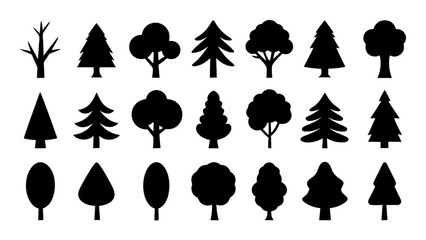 Big set of  trees silhouette collection