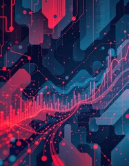 Abstract Technology Background Digital Circuit Board Data Flow Chart Growth