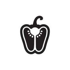 Capsicum Logo Vector Black Silhouette on White Background.