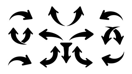 Set of black silhouette arrows