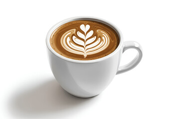 Latte Art in White Mug, Coffee Drink, Beverage