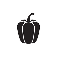 Capsicum Clipart Vector Bold Silhouette Icon in Black and White.