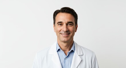 Smiling Male Doctor in White Coat Portrait