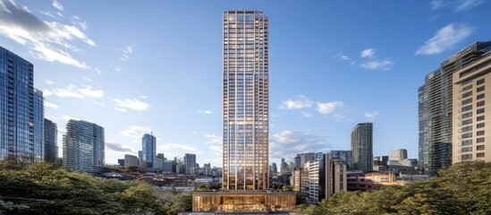 Obraz premium Modern skyscraper in city skyline.