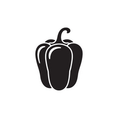 Capsicum Icon Vector Minimalist Silhouette on White Background.