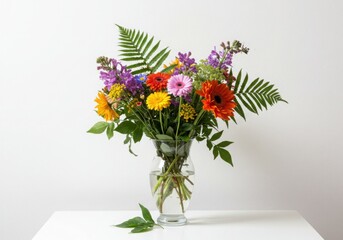 Obraz premium Colorful flower bouquet in vase isolated on transparent background