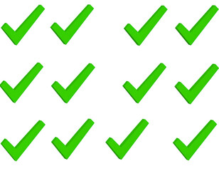 A grid of bright green checkmarks