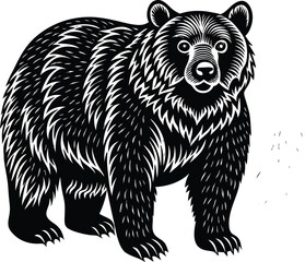 Fototapeta premium bear vector black linocut