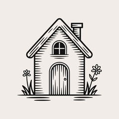Hand drawing a house silhouette vector