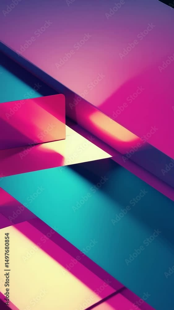 Poster abstract geometric shapes with vibrant colors and smooth gradients in a modern digital art compositi