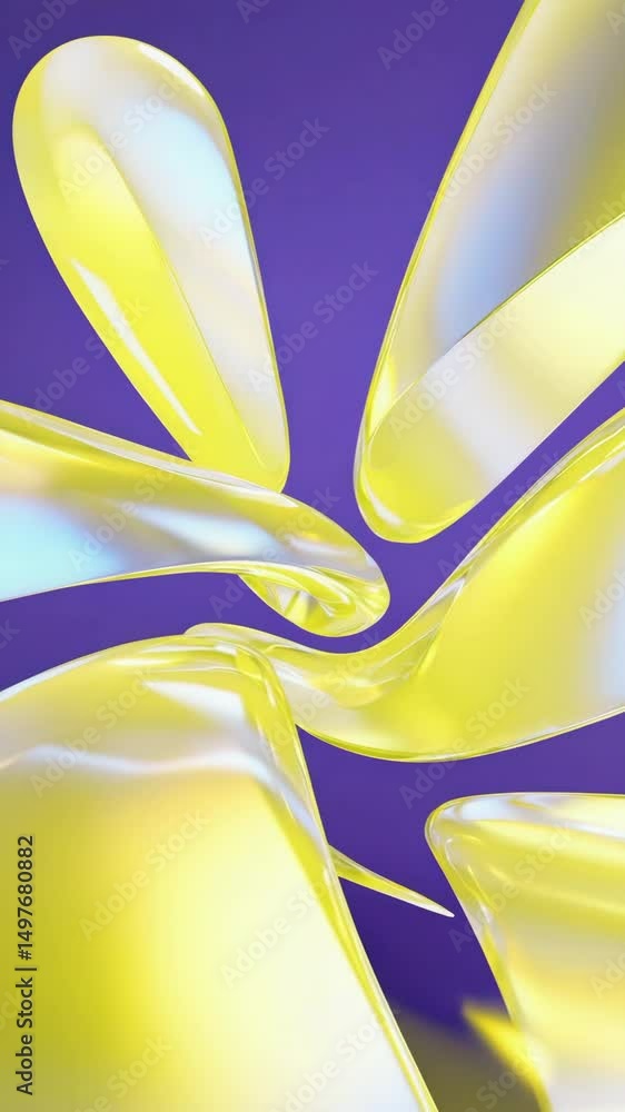 Poster abstract fluid shapes in iridescent colors, reflecting light and creating stunning visual effects