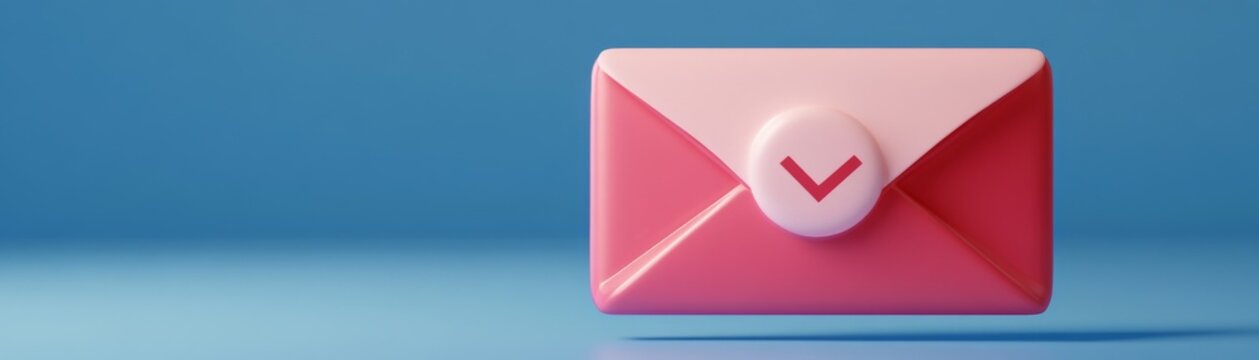 Pink Envelope 3D Render Read Message Confirmation, Email Icon, 3D Model, Digital Illustration Email, Message