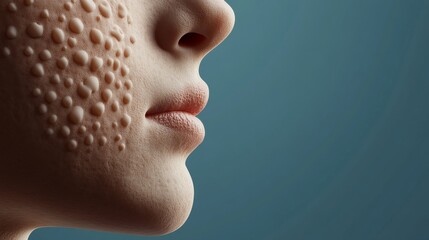 Profile View of Face with Microneedle Treatment, 3D Render, Skincare, Cosmetic Procedure Skincare, Microneedling