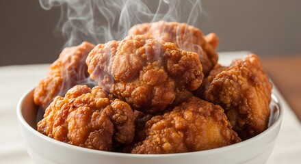 Delicious fried chicken with sauce, a tasty snack or gourmet meal