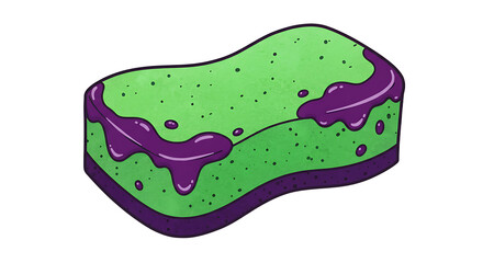 Green sponge with purple drip