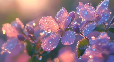 Crystal dewdrops on flowers