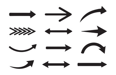 Black vector arrows collection. Arrow. Cursor. Arrow vector icon. Modern simple arrows, Black arrow cursor for app. Simple arrow icons in black,  illustration, eps 10.