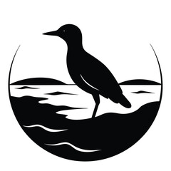 River Bird Silhouette Vector Illustration