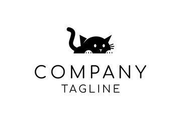 Black kitten cat logo design