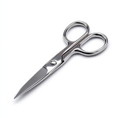 Obraz premium Sharp, shiny scissors isolated on a white background.