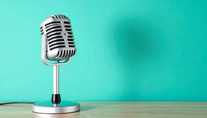 vintage microphone on black background
