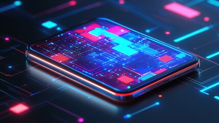 Futuristic phone showcasing internal circuitry.