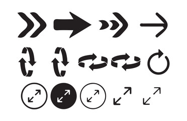Fototapeta premium Arrow icon. Arrow vector collection. Arrow. Cursor, arrows black icons. Circle arrows, rotate arrow, spinning loading symbol. Victor illustration, eps 10.