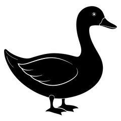 Black Silhouette of a Domestic Duck Illustration