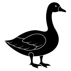 Black Silhouette of a Goose Farm Animal