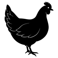 Black Silhouette of a Hen Farm Animal