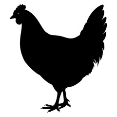 Black Silhouette of a Hen Farm Animal
