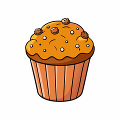 Delicious Orange Muffin with Chocolate Chips and Icing