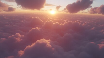 Aerial View Sunset Above Cloudscape Scenic