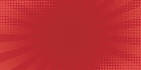 Red comic sunburst effect background with halftone. pop art comic-style vector background. Suitable for templates, sale banners, events, ads, web and pages