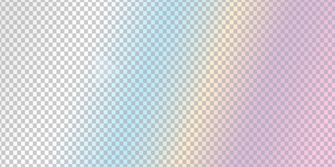 Rainbow light prism effect, transparent background. Hologram reflection, crystal flare leak shadow overlay. Vector illustration of abstract blurred