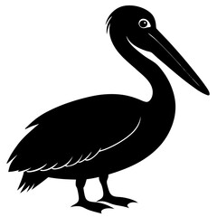 Black Silhouette of a Pelican Bird Illustration